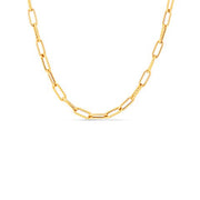 Alternating Shiny and Fluted Paperclip Chain in 18K Yellow Gold, 17in
