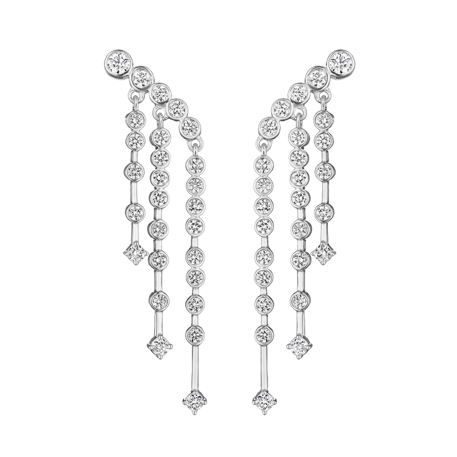 0.72ct Diamond Cascade Drop Earrings in 18K White Gold