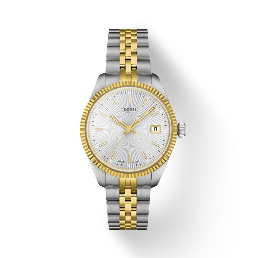 34mm Ballade Quartz Watch with Silver Dial in Stainless Steel with Yellow Gold PVD, Bracelet