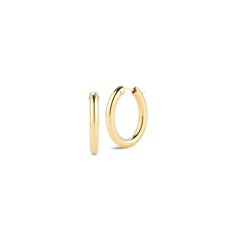 Designer Gold Oval Hoop Earrings in 18K Yellow Gold