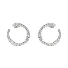 Wave 2.12ct Diamond Circle Earrings in 18K White Gold