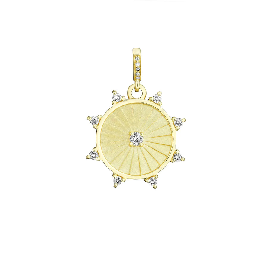 Diamond 8-Point Wheel Medallion Pendant in 18K Yellow Gold
