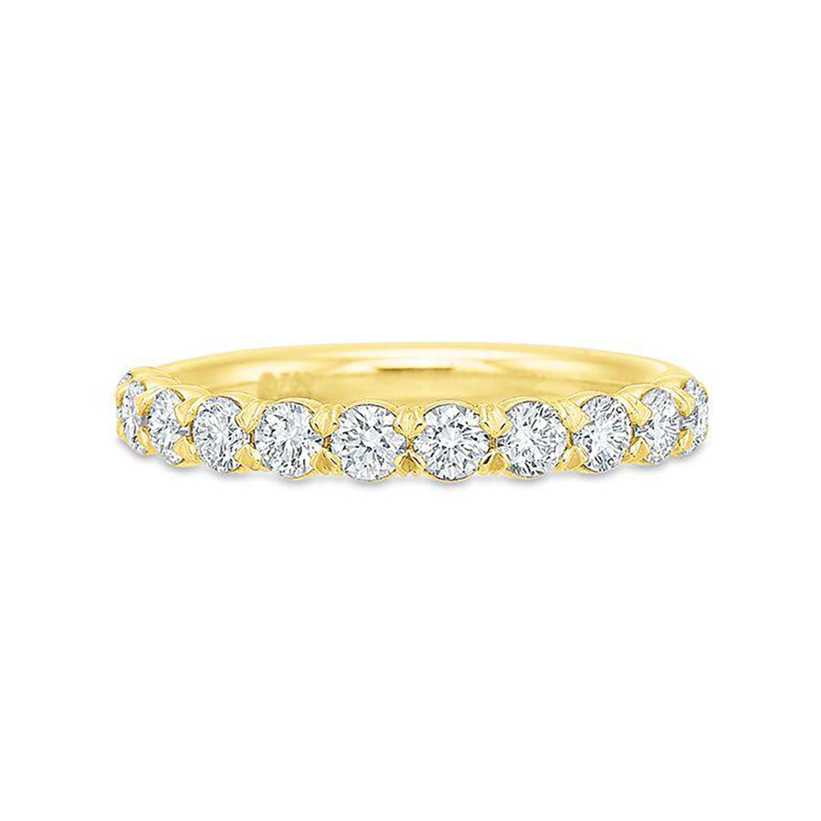 0.76ct Diamond Flush Fit Prong Set Partway Band in 18K Yellow Gold, Size 6