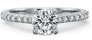 Petite Flush Fit 0.17ct Diamond Ring Semi Mount in 18K White Gold and Platinum for 1.00ct Round Center