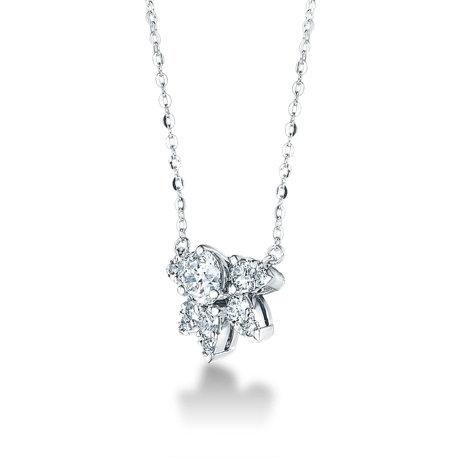 Aerial 0.60-0.70ct Diamond Sunburst Necklace in 18K White Gold, 18"
