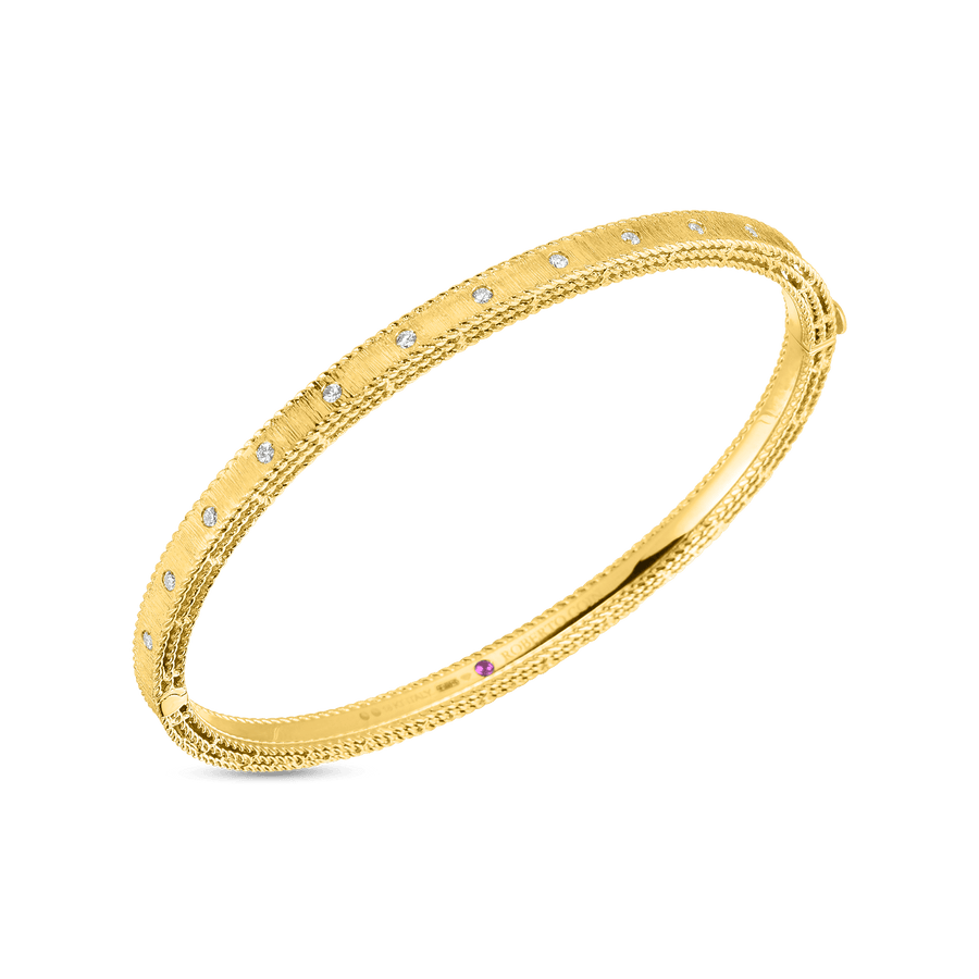 Princess Diamond Bangle Bracelet in 18K Yellow Gold