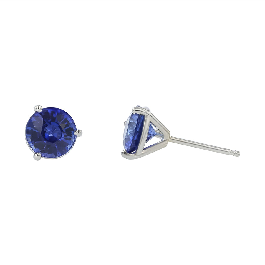 2.40ct Round Sri Lankan Sapphire Stud Earrings in 18K White Gold