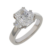 2.51ct Radiant Diamond and 0.55ct Trapezoid and Round Diamond Ring in Platinum