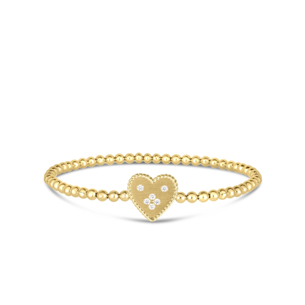 Venetian Princess Diamond Heart Bracelet in 18K Yellow Gold