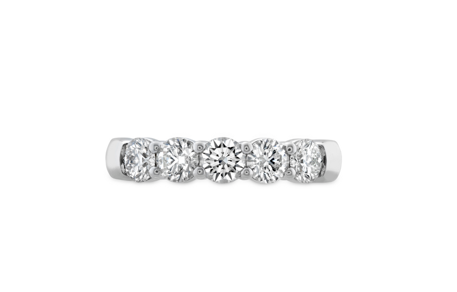 Signature 1.90-2.00ct Diamond GH/VS 5 Stone Band in 18K White Gold, Size 6.5