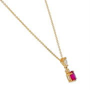 0.86ct Oval Burma Ruby and 0.21ct Diamond Pendant in 18K Yellow Gold, 18" chain