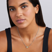 Caviar Lux Diamond Interlocking Necklace in Sterling Silver and 18K Yellow Gold, 16-18"