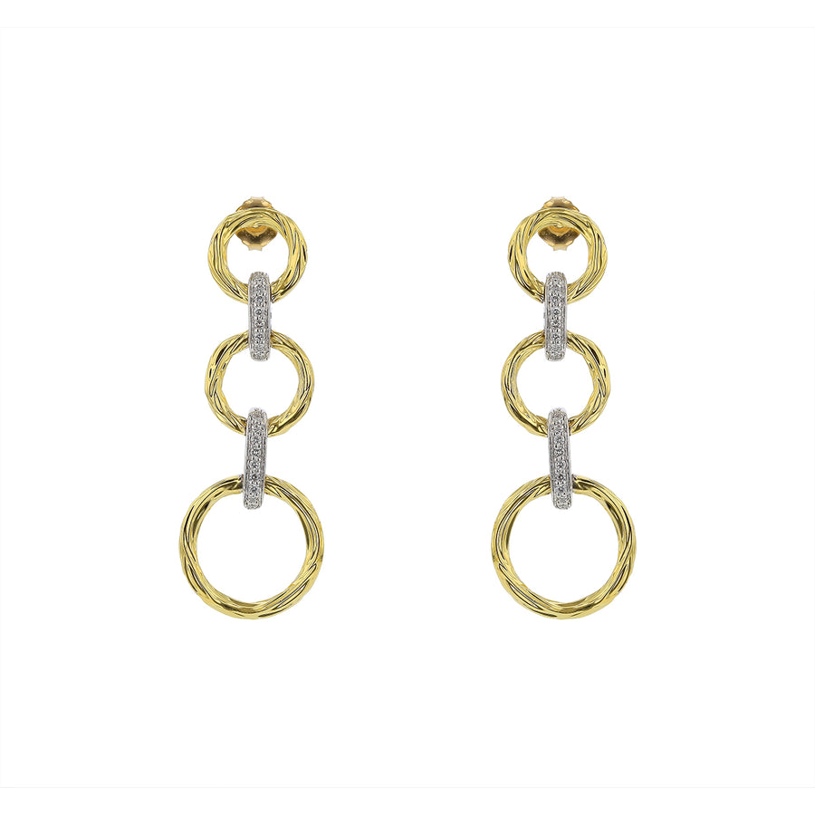 Spark 0.32ct Diamond 3 Circle Drop Earrings in 18K Yellow and White Gold