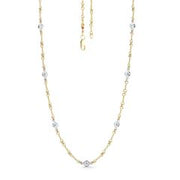 0.28ct Round Diamonds Dog Bone Link Necklace in 18K Yellow and White Gold, 16"