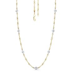0.28ct Round Diamonds Dog Bone Link Necklace in 18K Yellow and White Gold, 16"