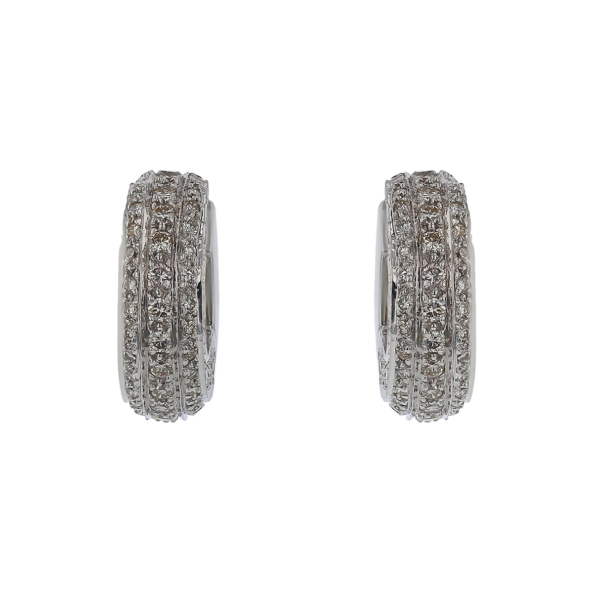 Diamond Huggie Earrings in 18K White Gold