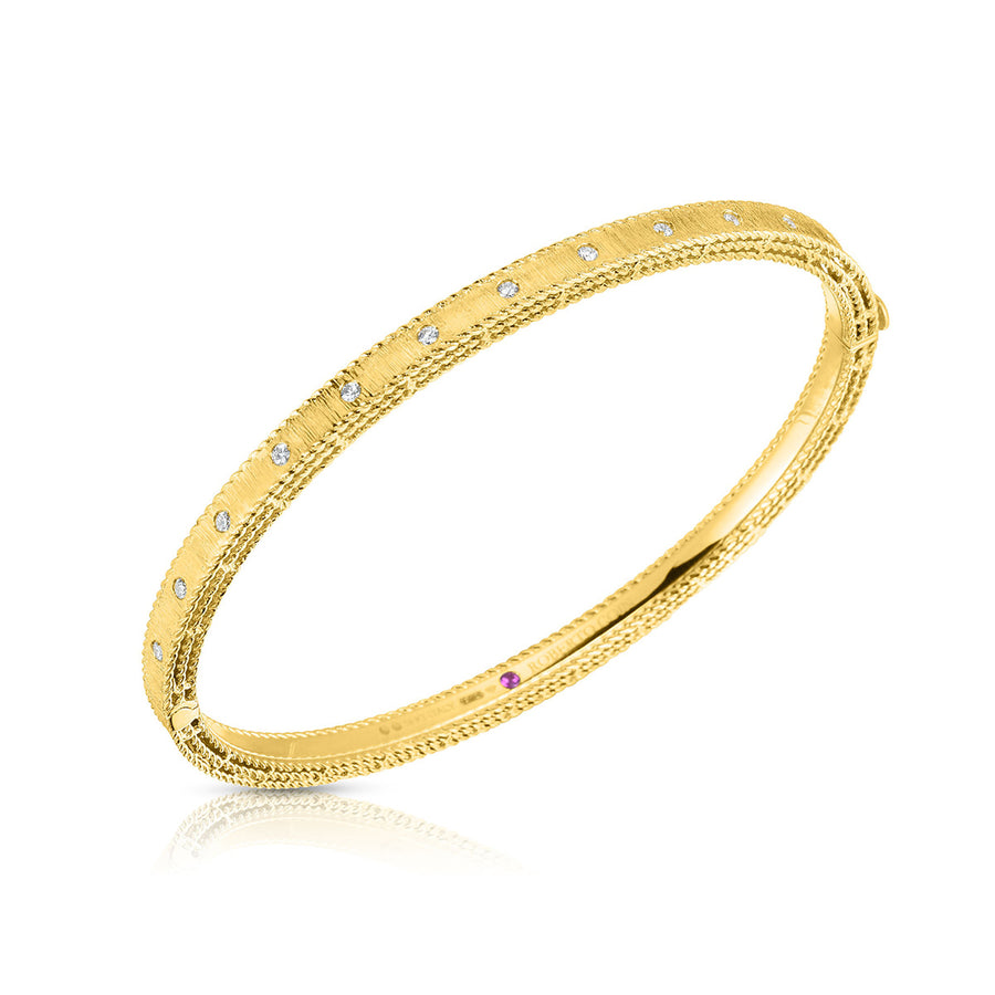 Princess 0.17ct Diamond 3.9mm Bangle Bracelet in 18K Yellow Gold