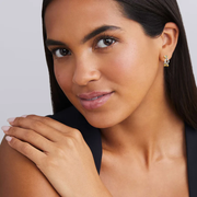 Caviar Lux Diamond Huggie Hoop Earrings in Sterling Silver and 18K Yellow Gold