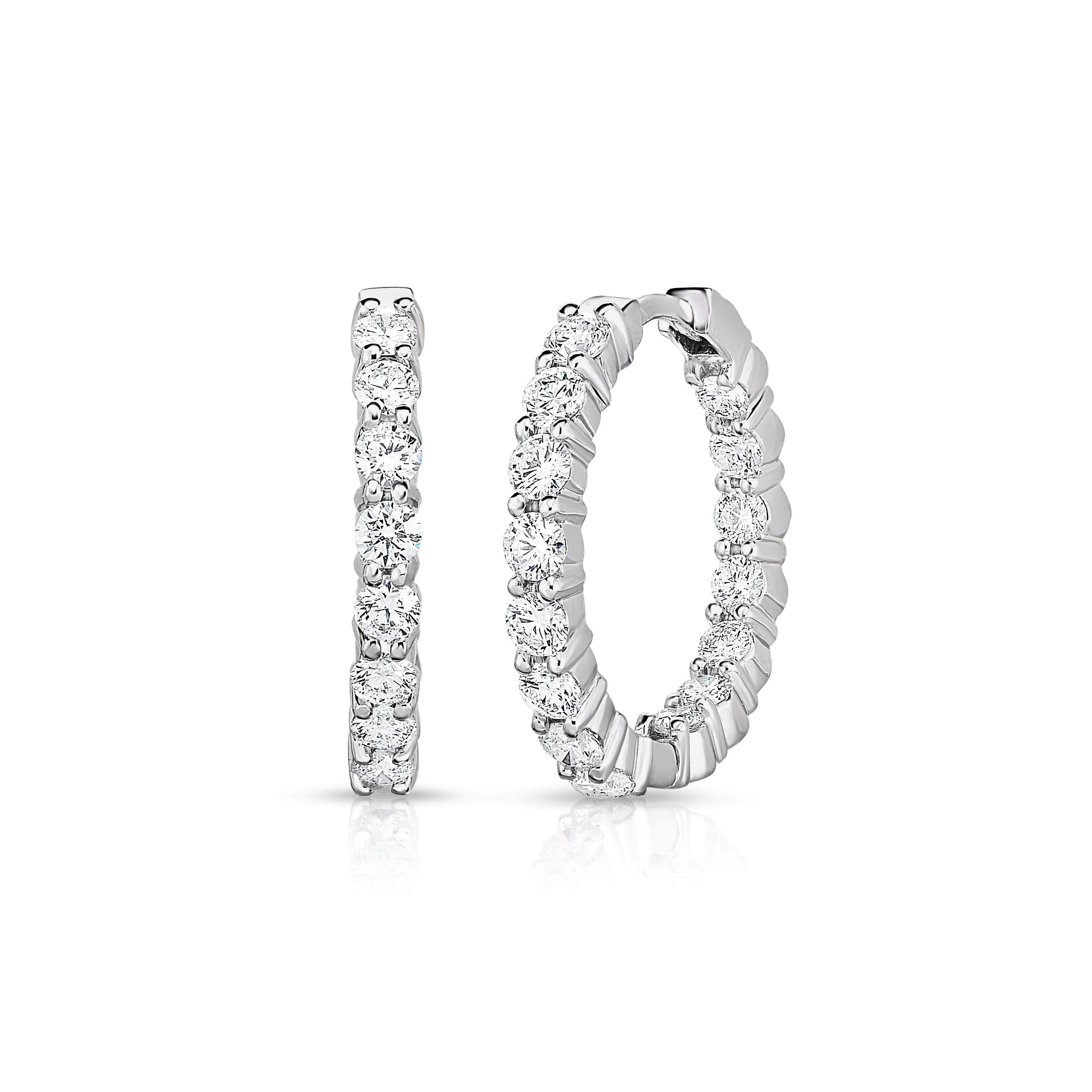Diamond Inside Out Hoops in 18k White Gold, 23mm