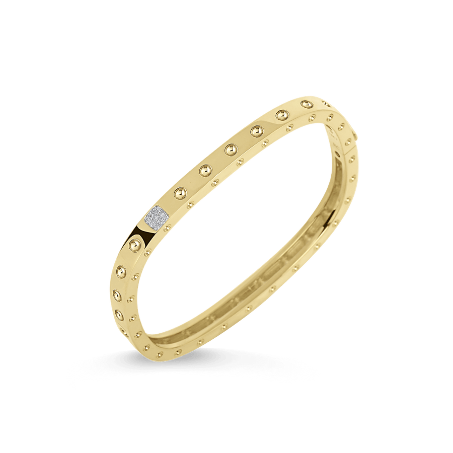 Pois Moi 0.07ct Round Diamonds Single Row Bangle Bracelet in 18K Yellow and White Gold