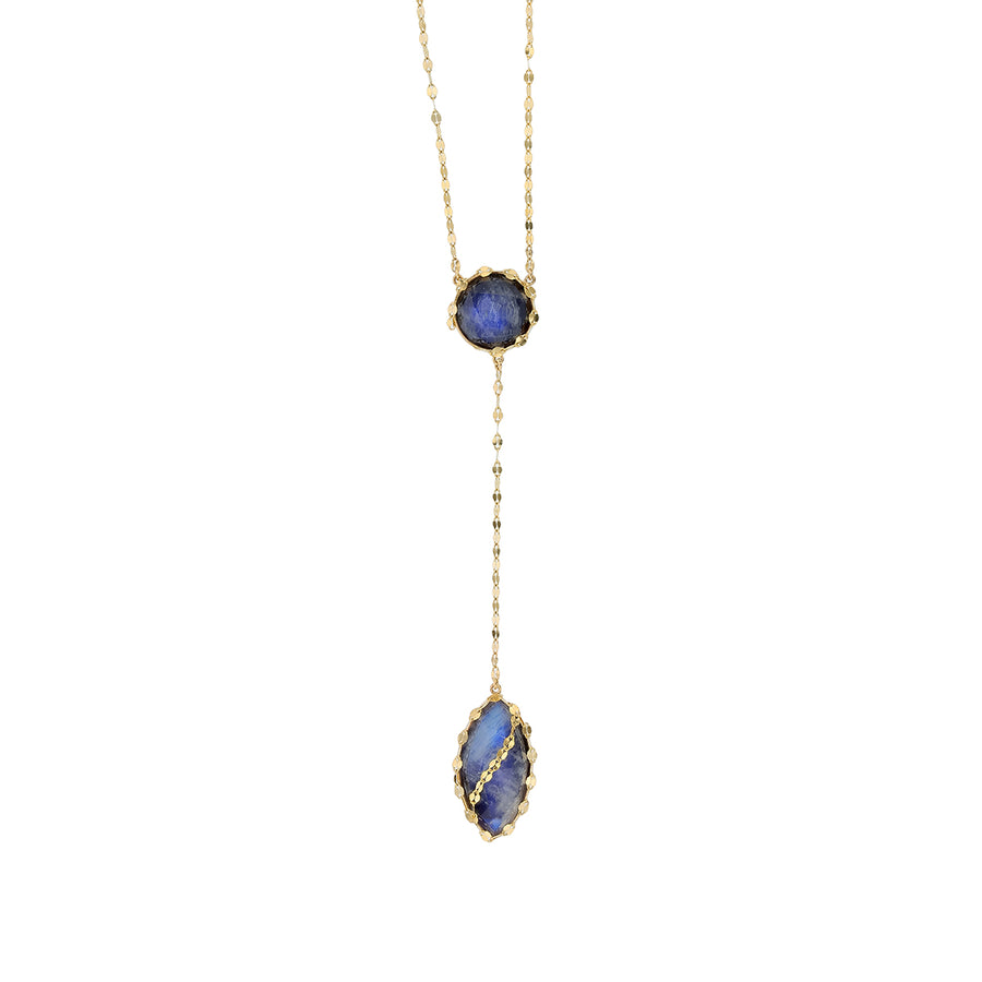 Doublet Drop Lavalier Necklace in 14K Yellow Gold, 18"