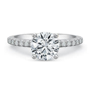 Petite Flush Fit 0.17ct Diamond Ring Semi Mount in 18K White Gold and Platinum for 1.00ct Round Center