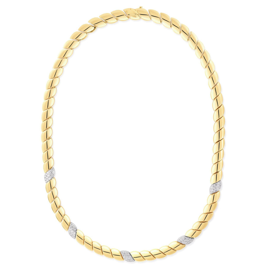 San Marco 1.33ct Diamond 5 Station Necklace in 18K Yellow and White Gold 15"
