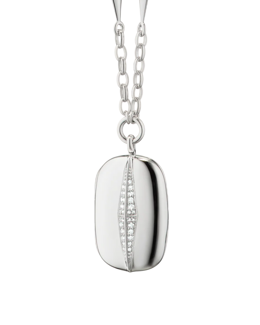 Points North 0.17ct Sapphire Rectangle Locket in Sterling Silver on North Link, 18" chain