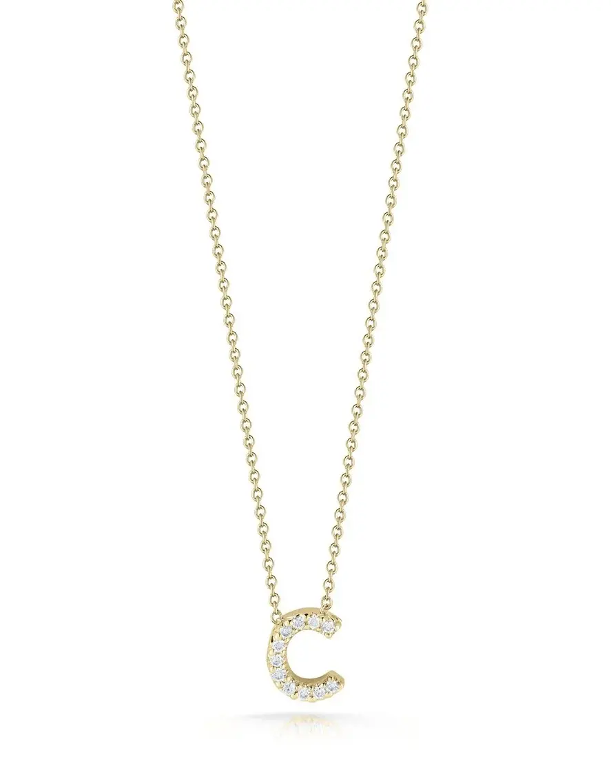 Tiny Treasures 0.05ct Diamond Love Letter "C" Pendant in 18K Yellow Gold, 16-18" chain