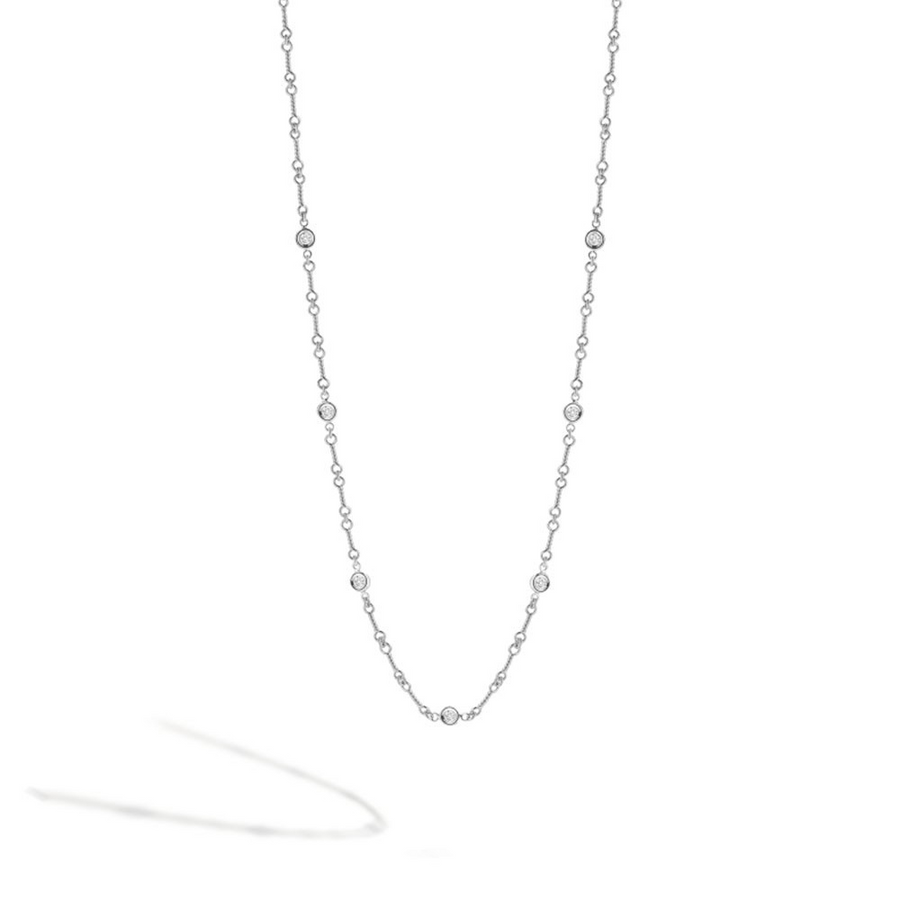 Diamonds by the Inch 0.28Ct Diamond Station Dog Bone Necklace in 18K White Gold, 16"