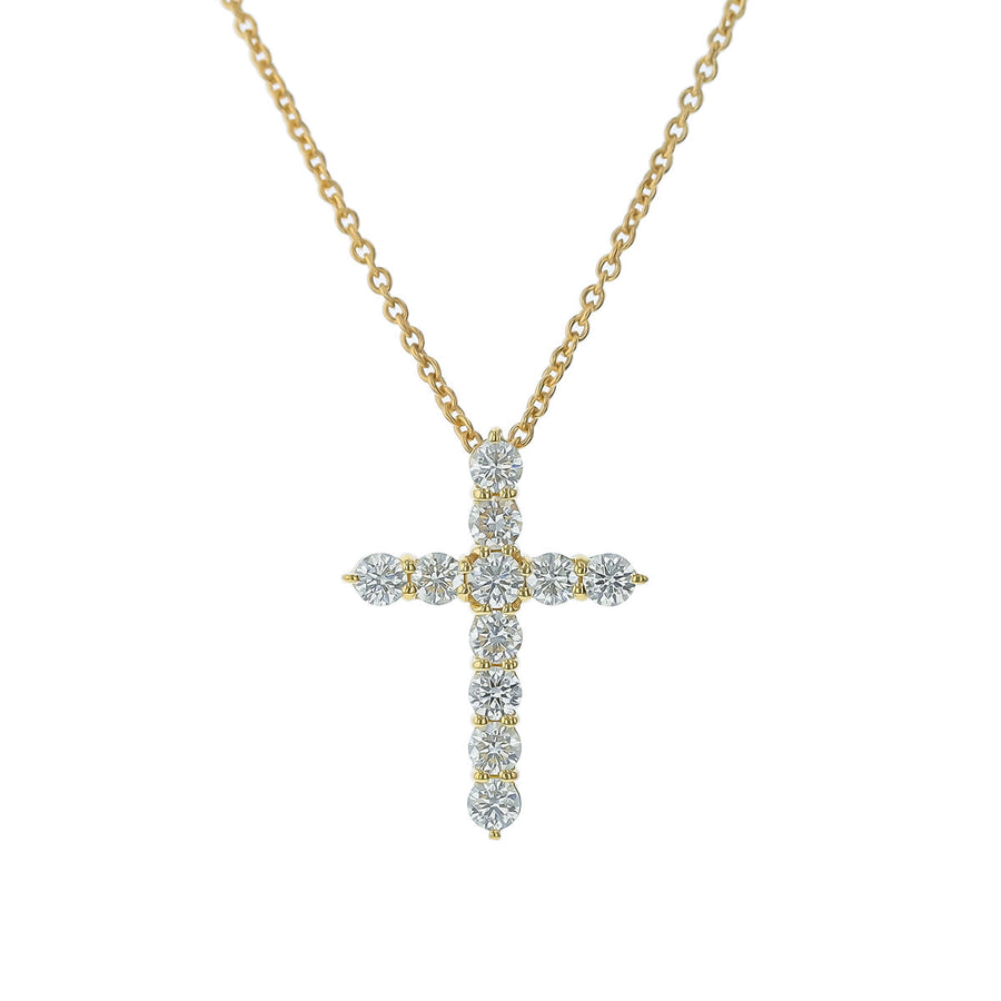 Tiny Treasures 1.44ct Diamond Cross Pendant in 18K Yellow Gold, 18" chain