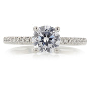 Modern Classic 0.12ct Diamond Ring Semi Mount in Platinum with 1.00ct Round CZ Center, size 6