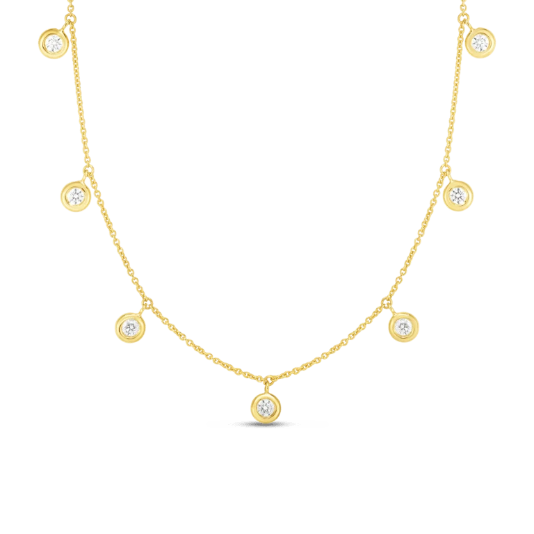 Diamonds by the Inch 0.33Ct Diamond Dangling 7 Station Necklace in 18K Yellow Gold, 17in