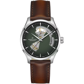 40mm Jazzmaster Open Heart Automatic Watch with Green Dial in Stainless Steel, Strap