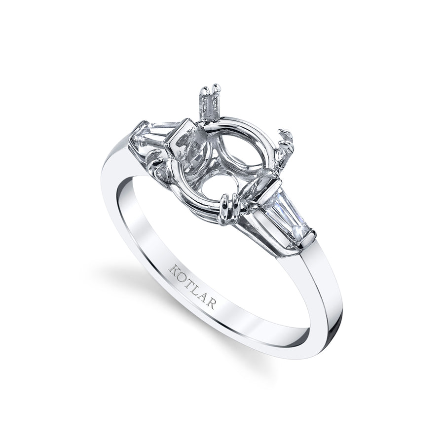 Platinum 0.20ct Tapered Baguette Diamond Semi Mount Ring