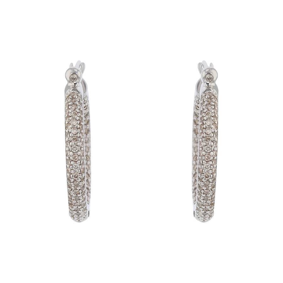 2.35ct Round Diamond Hoop Earrings 14K White Gold
