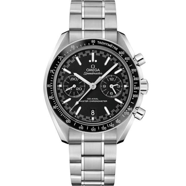 44.25mm Speedmaster Racing Watch with Black Dial in Stainless Steel, Bracelet