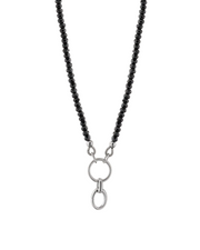 34.39ct Black Spinel Beaded Design Your Own Charm Necklace in Sterling Silver, 18"