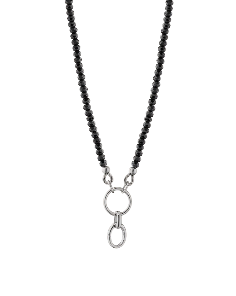 34.39ct Black Spinel Beaded Design Your Own Charm Necklace in Sterling Silver, 18"