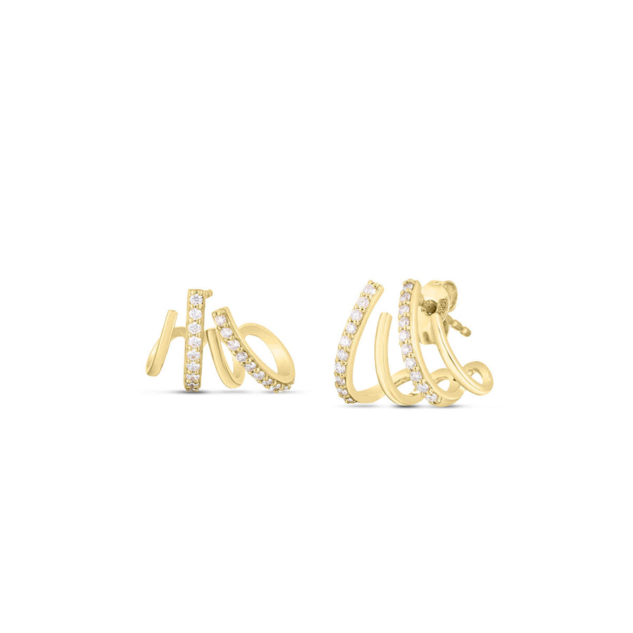 Classic 0.38ct Diamond Climber Hoop Earrings in 18K Yellow Gold