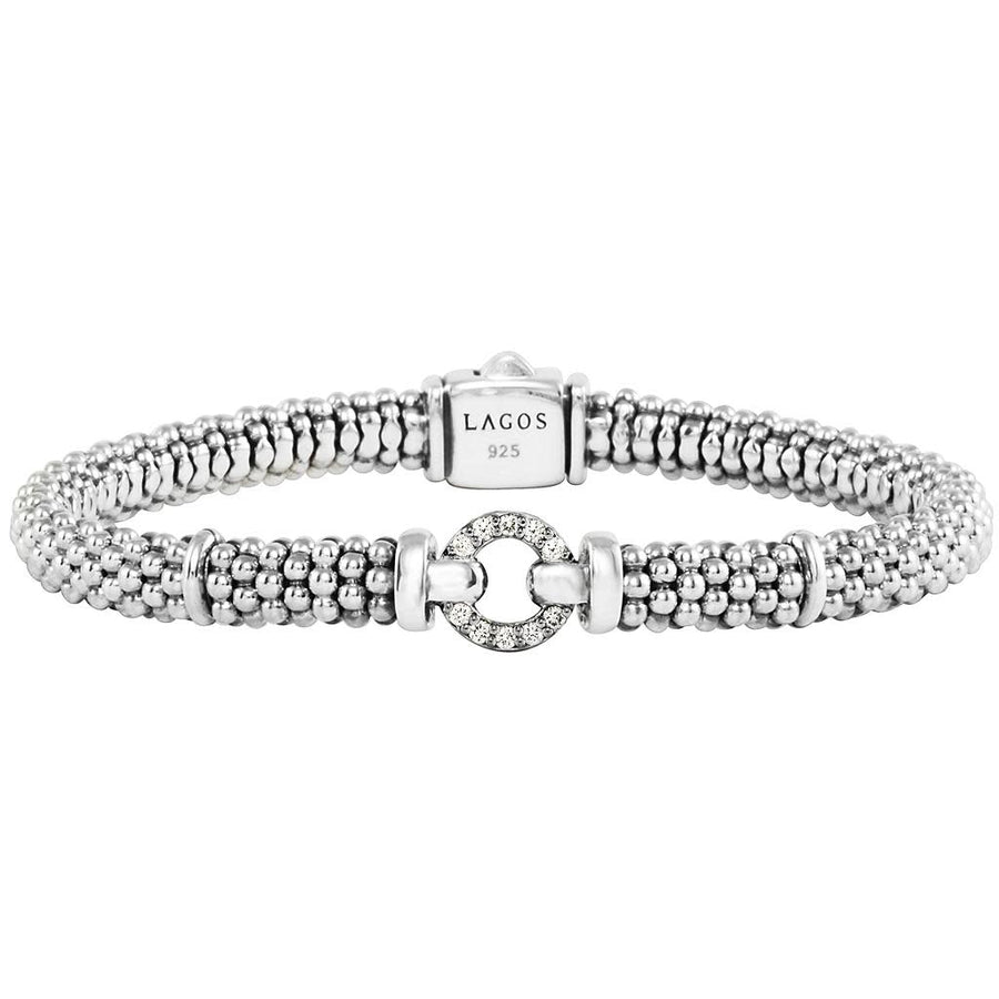 Enso 0.12ct Diamond 6mm Single Circle Bracelet in Sterling Silver, Size 7