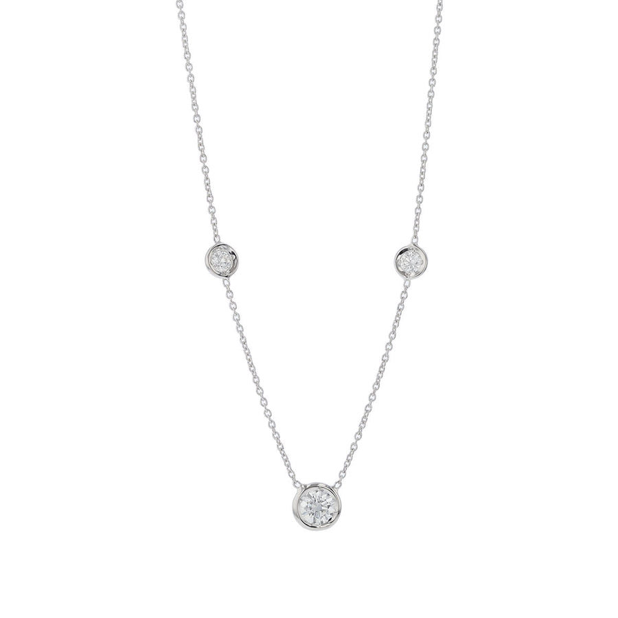 Diamonds by the Inch Diamond 3-Station Necklace in 18K White Gold, 18in