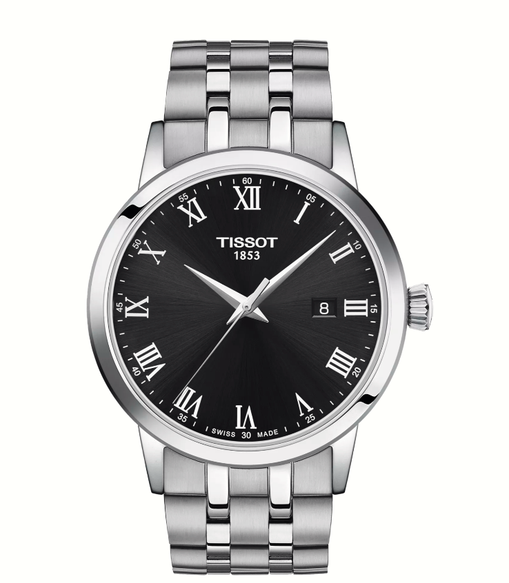 42mm Classic Dream Watch with Black Dial in Stainless Steel, Bracelet