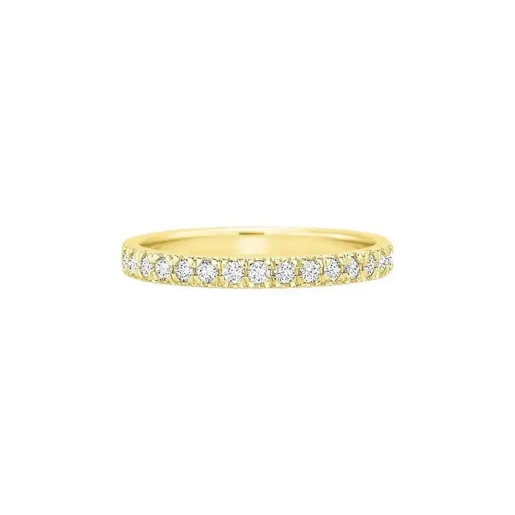 New Aire 0.25ct Diamond Split Shared Prong Half Round Band in 18K Yellow Gold, Size 6