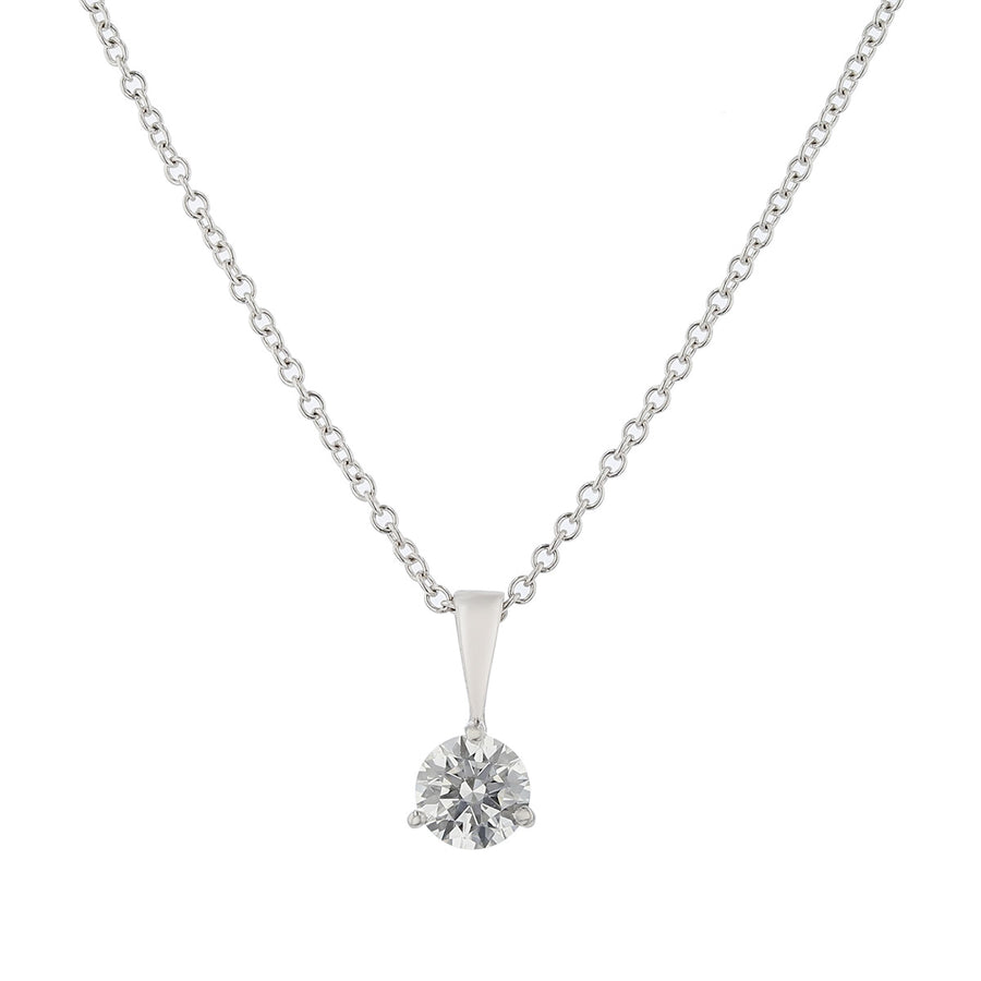 0.53ct Round Brilliant Fire & Ice Diamond Solitaire Pendant with Chain in 18K White Gold, 18"