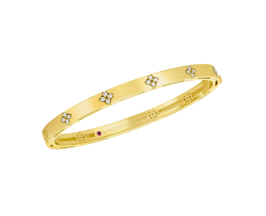 Love in Verona 0.15ct Diamond 48x58mm Bangle Bracelet in 18K Yellow Gold