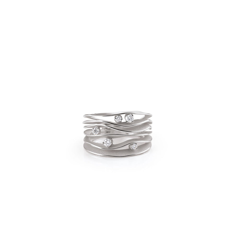 Dune 0.28ct Diamond Ring in 18K White Ice Gold, size 6.75