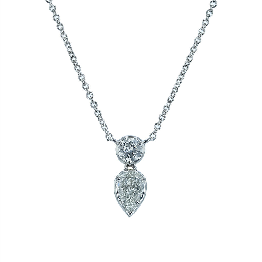 Love Lux 0.66ct Crisscut L'amour Diamond Mixed Shape Pendant in 14K White Gold, 18" chain