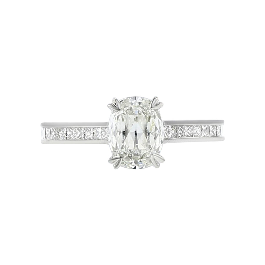 0.90ct Crisscut L'amour Oval Diamond 0.55ct Diamond Ring in 14K White Gold, Size 6.5