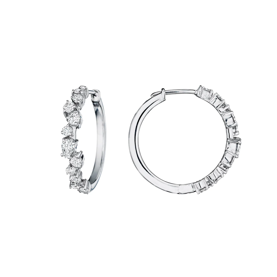Petite Stardust Diamond Small Hoop Earrings in 18K White Gold